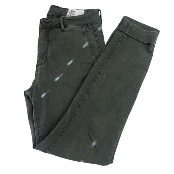 Cosmic Blue Love Olive Green High Waist Ankle Length Cuffed Pants Side Pockets - Picture 14 of 16